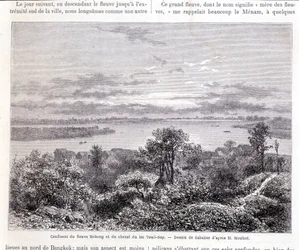 Confluence du Mékong et du canal du lac Touli - dessin de Sabatier d
