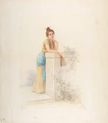 Dame avec un éventail, n.d.