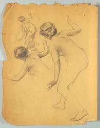 Étude de figure nue penchée