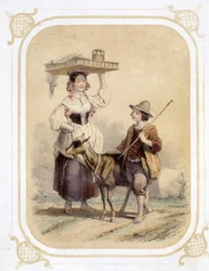 Berger italien et paysan - dans "Album du jeune voyageur", illustré par Louis Lassalle