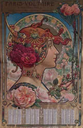 Calendrier pour 1901 pour la boutique Paris-Voltaire, Paris, vers 1900