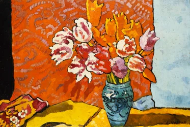 Vase Bleu, Tulipes et Draperie