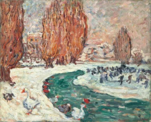 Patineurs en hiver (Jardin du Petit Trianon à Versailles) ( )