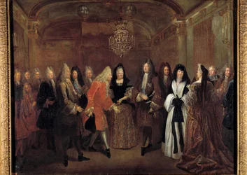 Le roi Louis XIV (1638-1715) reçoit le prince Frédéric Auguste de Saxe d