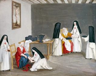 Abbaye de Port-Royal des Champs, sœurs soignant les malades, par Louise-Magdeleine Hortemels, France