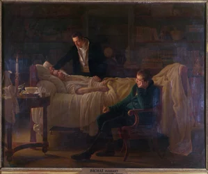 Marie François Xavier Bichat (1771-1802) mourant entouré des docteurs Esparon et Philibert Joseph Roux (1780-1854)