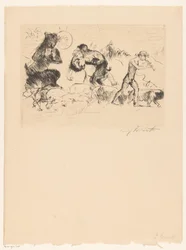 Satyres, une nymphe, un faune et un troupeau de cochons