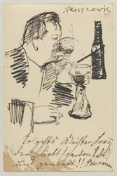 Lovis Corinth à Carl Strathmann: Carte postale, cachet du 20 avril 1903
