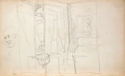 Homme conduisant des enfants (recto), intérieur (verso)