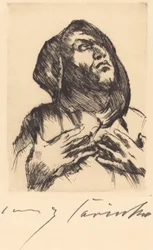 Moine regardant vers le haut, 1916
