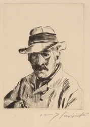 Autoportrait en chapeau de paille, longueur buste