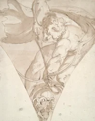 Apollon tuant le Python, étude pour un écoinçon dans le Palazzo Antonio Doria (Palazzo della Prefettura), Gênes