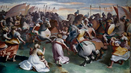 Le Viol des Sabines (16ème siècle), par Luca Cambiaso, fresque, Villa Imperiale, Gênes, Ligurie, Italie