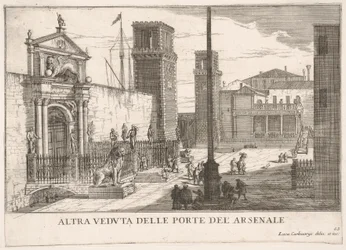 Vue de la porte du chantier naval et du complexe de l