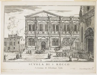 Vue de la Confrérie de Saint-Rocco, planche de The Buildings and Views of Venice, 1703, 1750-53