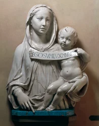 Sainte Vierge avec le Sauveur enfant tenant un rouleau
