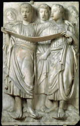La cantoria ou enfants chantant en chœur - Relief en marbre, par Luca della Robbia (c.1400-1482), Quattrocento