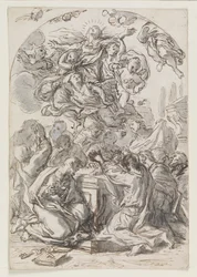 Assomption de la Vierge ; verso : Tête de femme et enfant