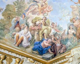 Prudence, (détail) du cycle de fresques dans la Salle des Miroirs par Luca Giordano (1634-1705), fresque, Palazzo Medici Riccardi, Florence