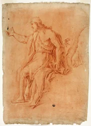 Saint Jean-Baptiste prêchant (recto); Nu masculin avec bras levés et esquisses de têtes (verso)