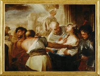 Santa Lucia conduite au martyre (peinture sur toile)
