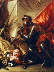 Soldat tenant une bannière (détail)