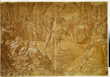 "Le combat de boxe (pugilat) opposant la Sicile à Dares de Troy", vers 1544 (dessin à l