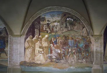 Benoît découvre la tromperie de Totila, scène de la vie de Saint Benoît