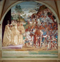 Saint Benoît de Nursie accueillant Totila, roi des Ostrogoths