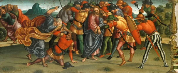 La Capture du Christ. Lamentation sur le Christ mort, panneau de prédelle, 1502