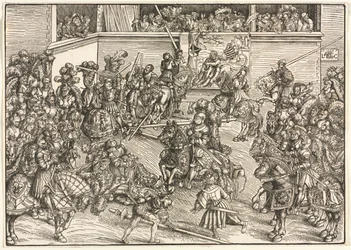 Le deuxième tournoi avec la tapisserie de Samson et le lion, 1509