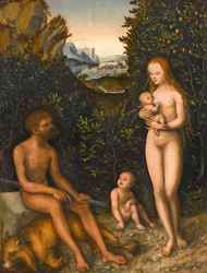 French : La famille Faun avec le lion abattu The Faun family