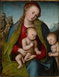 Allemand : Maria mit dem Kinde und dem anbetenden Johannesknaben Vierge et Enfant adorés par Saint Jean Baptiste en tant que garçon