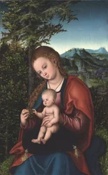 Madonna et enfant dans un paysage