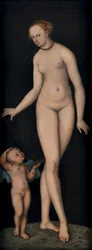 Vénus avec Cupidon en voleur de miel sur fond noir