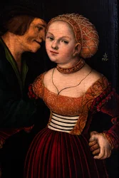 Le vieil homme amoureux ou Les amants mal assortis, détail, vers 1530 (huile sur bois)