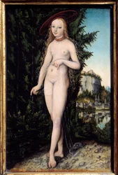 Vénus debout dans un paysage. Peinture de Lucas Cranach l
