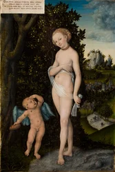 Vénus avec Cupidon volant du miel