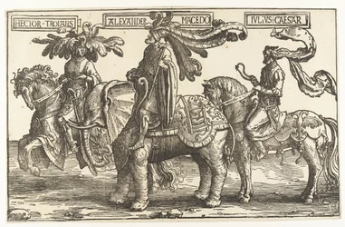 Les héros Hector de Troie, Alexandre le Grand et Jules César