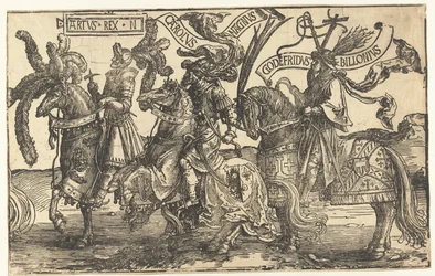 Les héros Roi Arthur, Charlemagne et Godefroy de Bouillon
Les neuf héros (titre de la série)