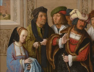 La femme de Potiphar présente le vêtement de Joseph, vers 1512 (huile sur panneau)