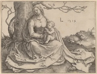 La Vierge assise sous un arbre