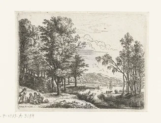 Paysage avec trois figures près d