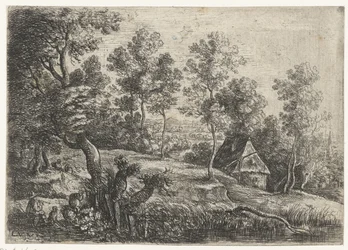 Paysage avec une maison et un puits (Vijf landschappen)