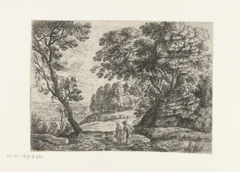 Paysage avec un homme et une femme en conversation