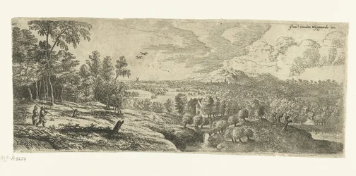 Paysage avec des hommes portant des bâtons (Paysages larges)
