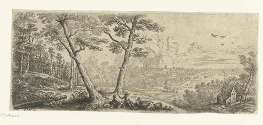 Paysage avec deux hommes conversant