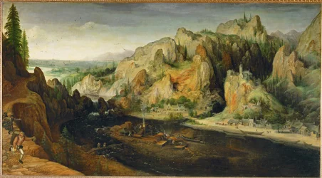 Paysage de montagne avec brigands et haut-fourneau, vers 1558 (peinture sur toile)