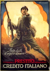 Affiche de propagande italienne de la Première Guerre mondiale pour les obligations de guerre
