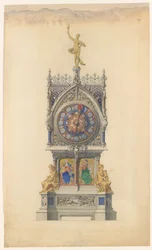 Conception pour une horloge émaillée, vers 1882